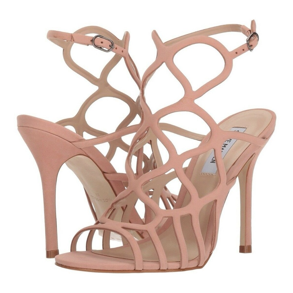 Steve Madden Teagan Caged Dress Sandals, Size 8 Blush Nubuck